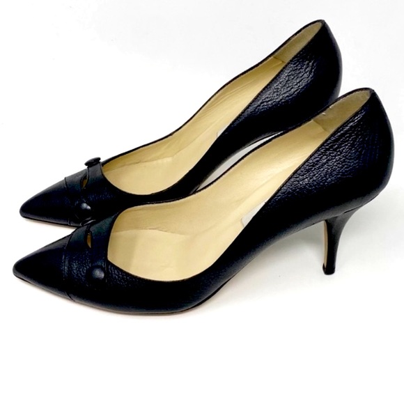 🚨FINAL🚨Jimmy CHOO Black Leather Button Pumps Size 40🚨FINAL PRICEDROP🚨 - Picture 3 of 6